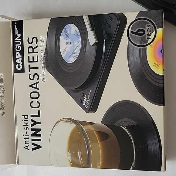 VINYL Coaster Set on a Record Player Design - Picture 4 of 10